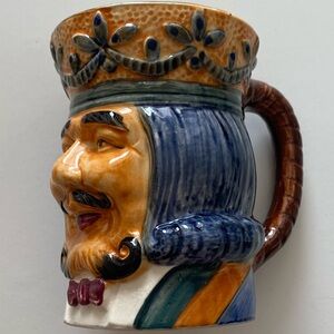Vintage Hand Painted King Toby Jug . Antique beer mug. Made in occupied Japan
